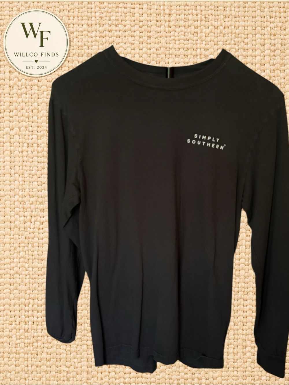 Simply Southern Men’s Sunset Dog Long Sleeve Graphic Tee Small Charcoal